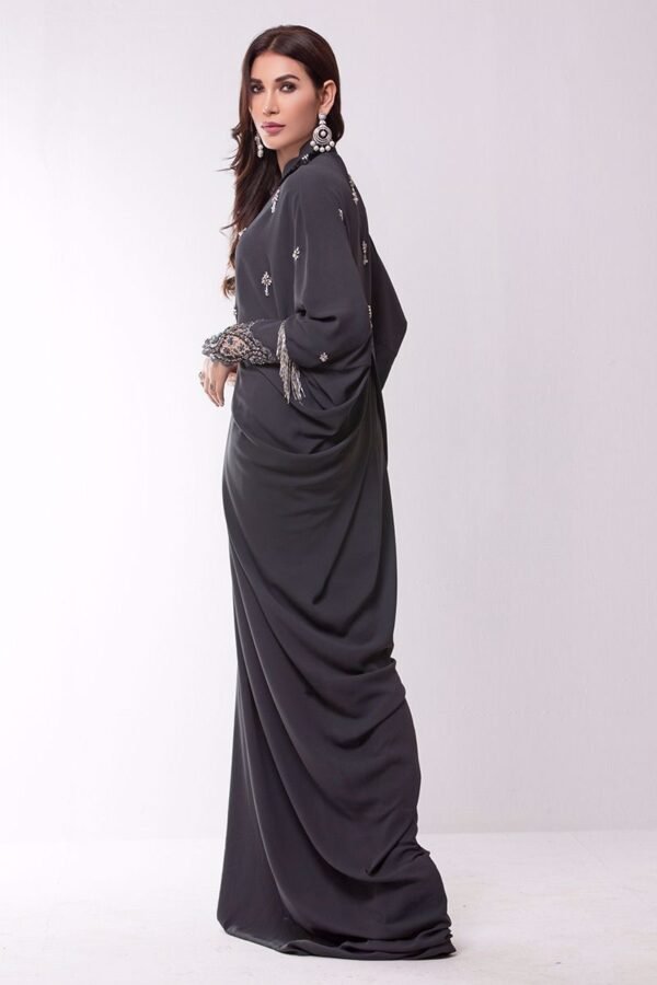 Charcoal grey georgette | Kaftan/ قفطان /فستان