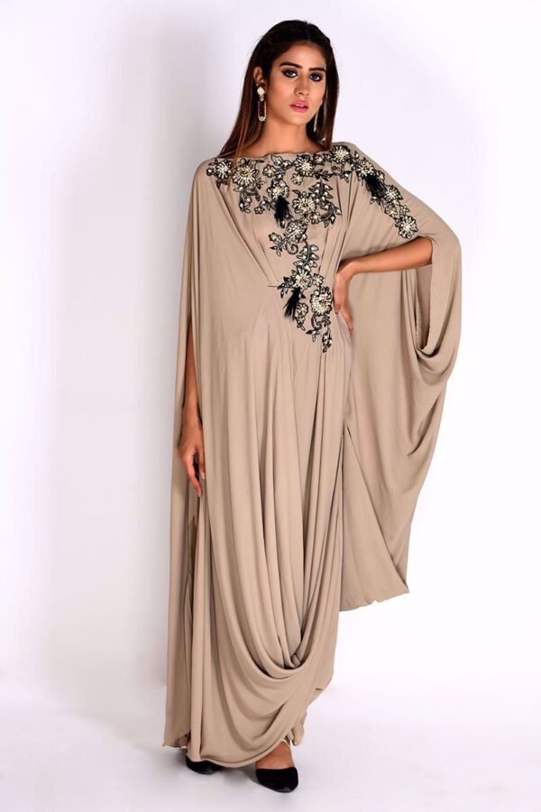 Beige Georgette Cowl | Kaftan/ قفطان /فستان